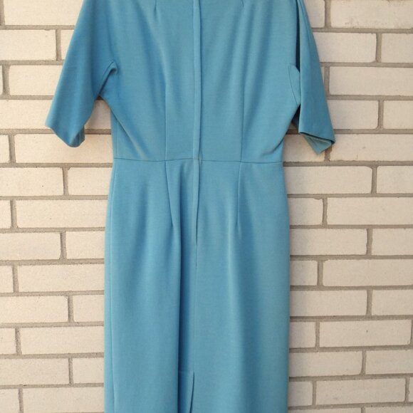 Vintage 60s Dress 36" Bust 28.5" Waist Blue Knit Fashion Wear Toronto - Picture 11 of 16